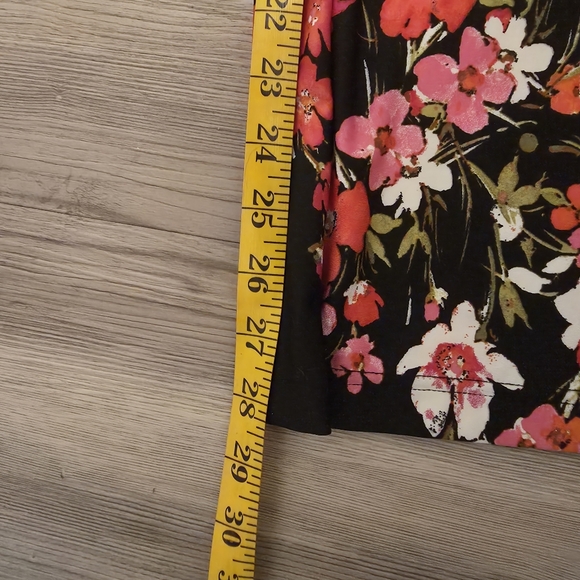 Floral Black And Pink Wide Leg Palazzo Stretch Waist Pants Size M - Picture 6 of 6